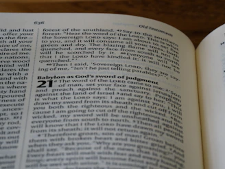 A thoughtful person reading a Bible with highlighted passages from Exodus and Isaiah.