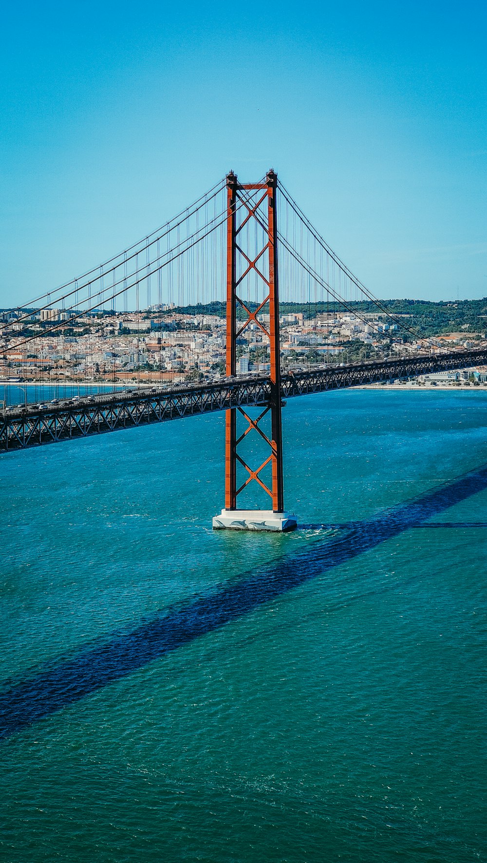 a large bridge spanning over a large body of water