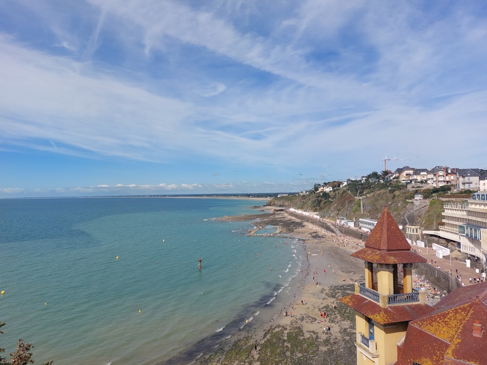 a view of a beach from a high point of view