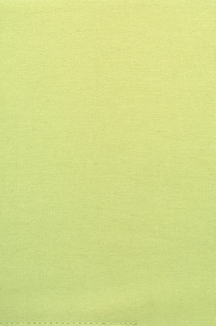 A plain textile surface with a uniform light green color and visible stitching along the bottom edge.