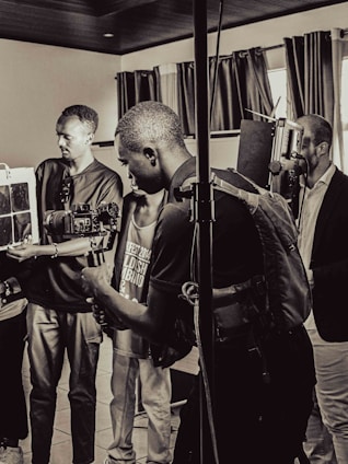 A vibrant team of photographers and videographers working together.
