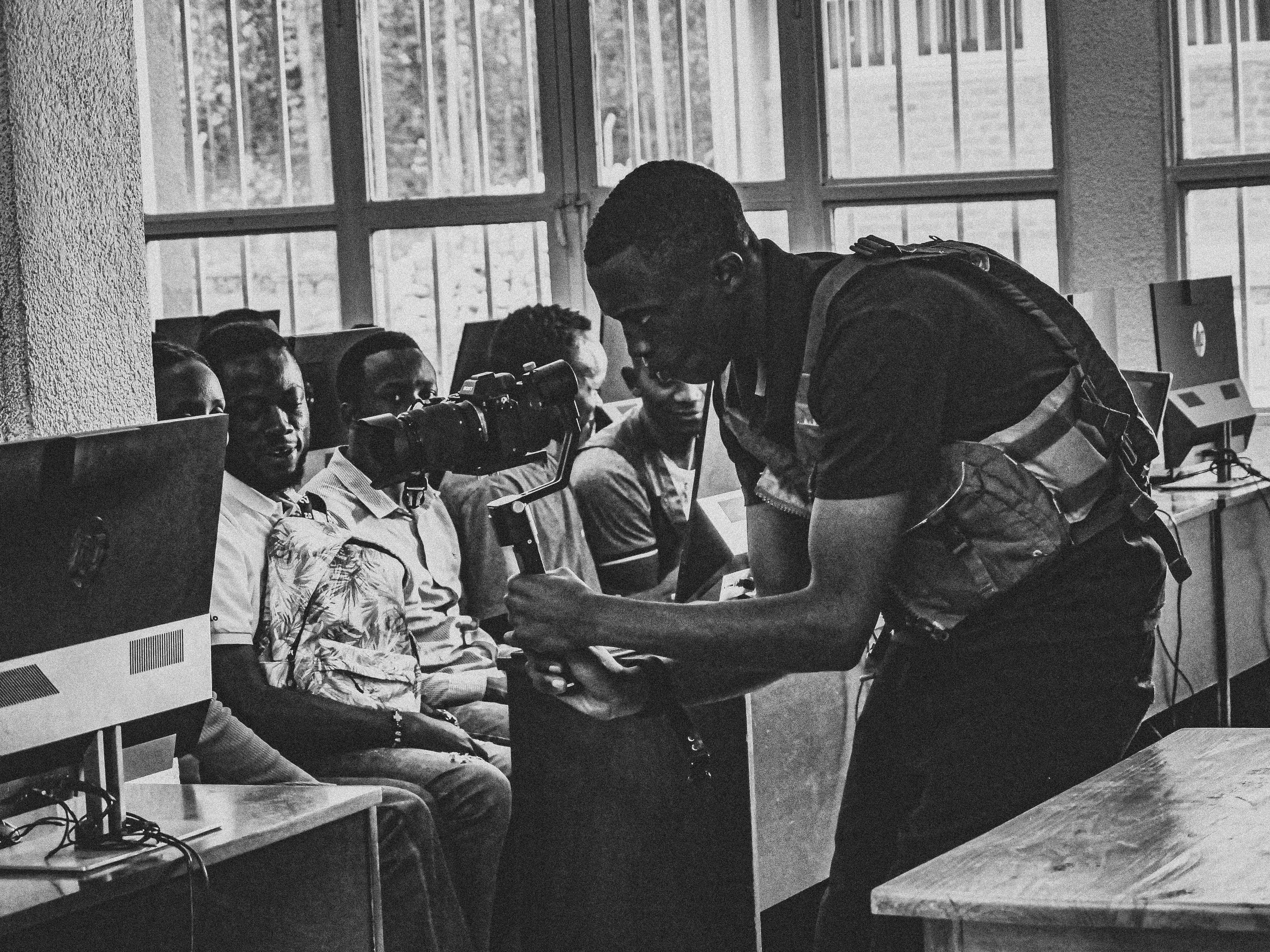 Hands-on technical training session with students using industry-standard equipment