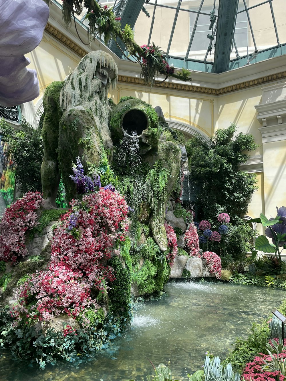 a very pretty garden with a waterfall in the middle of it