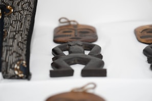 A close-up of traditional symbols related to the Omoloko cult.
