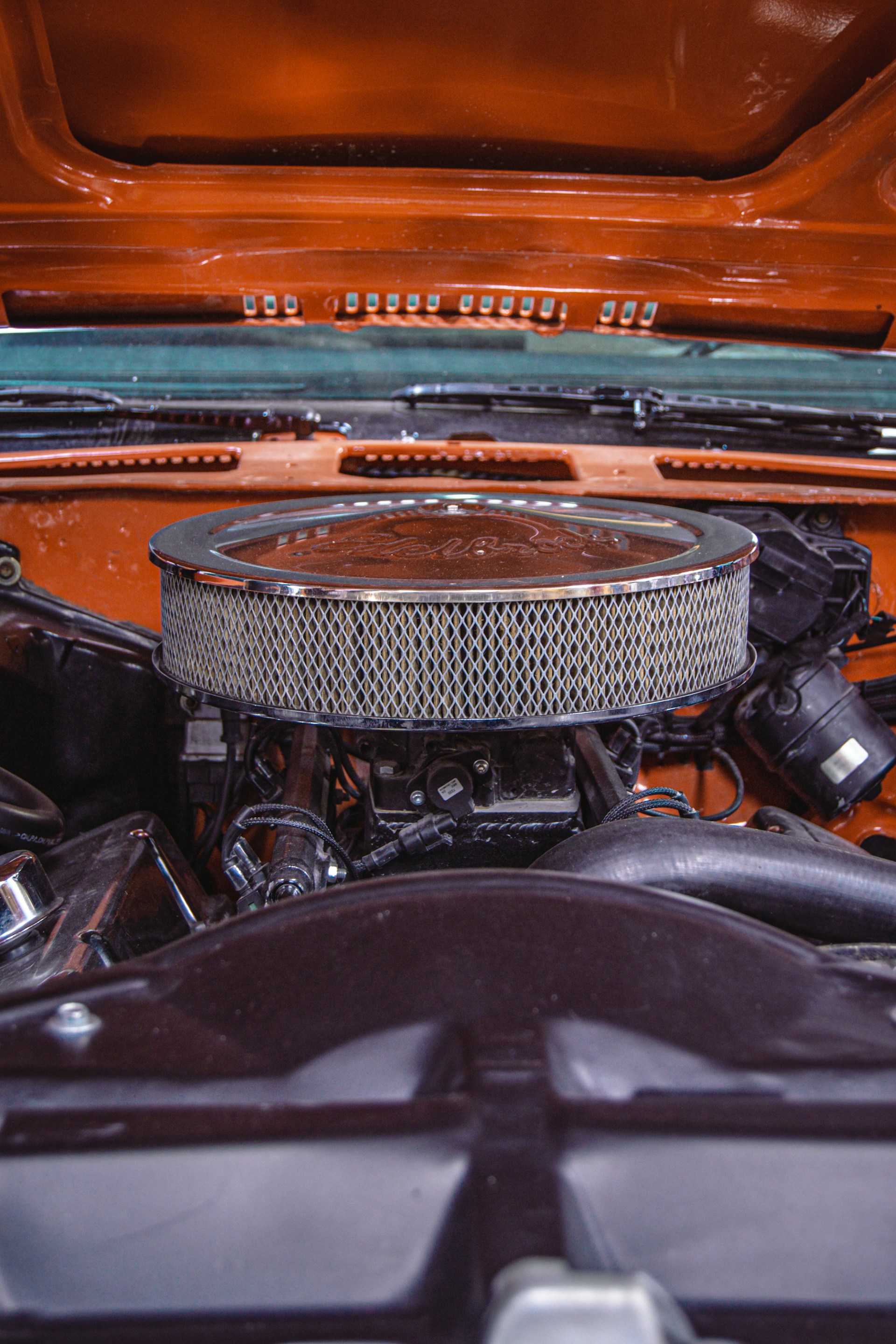 a close up of the engine of a car