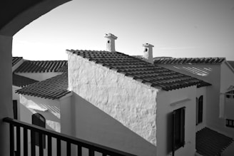 a black and white photo of a building