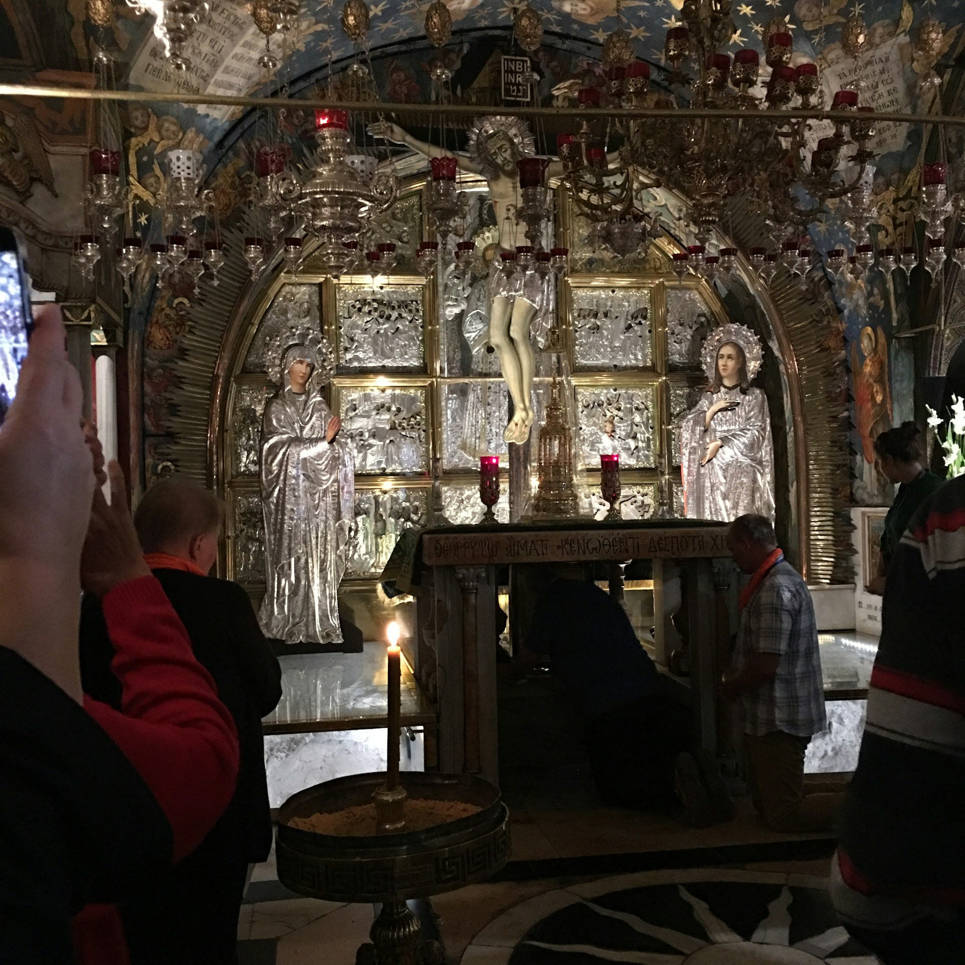 A peaceful moment capturing the beautifully decorated altar of Lingkungan Santo Markus during a special mass.