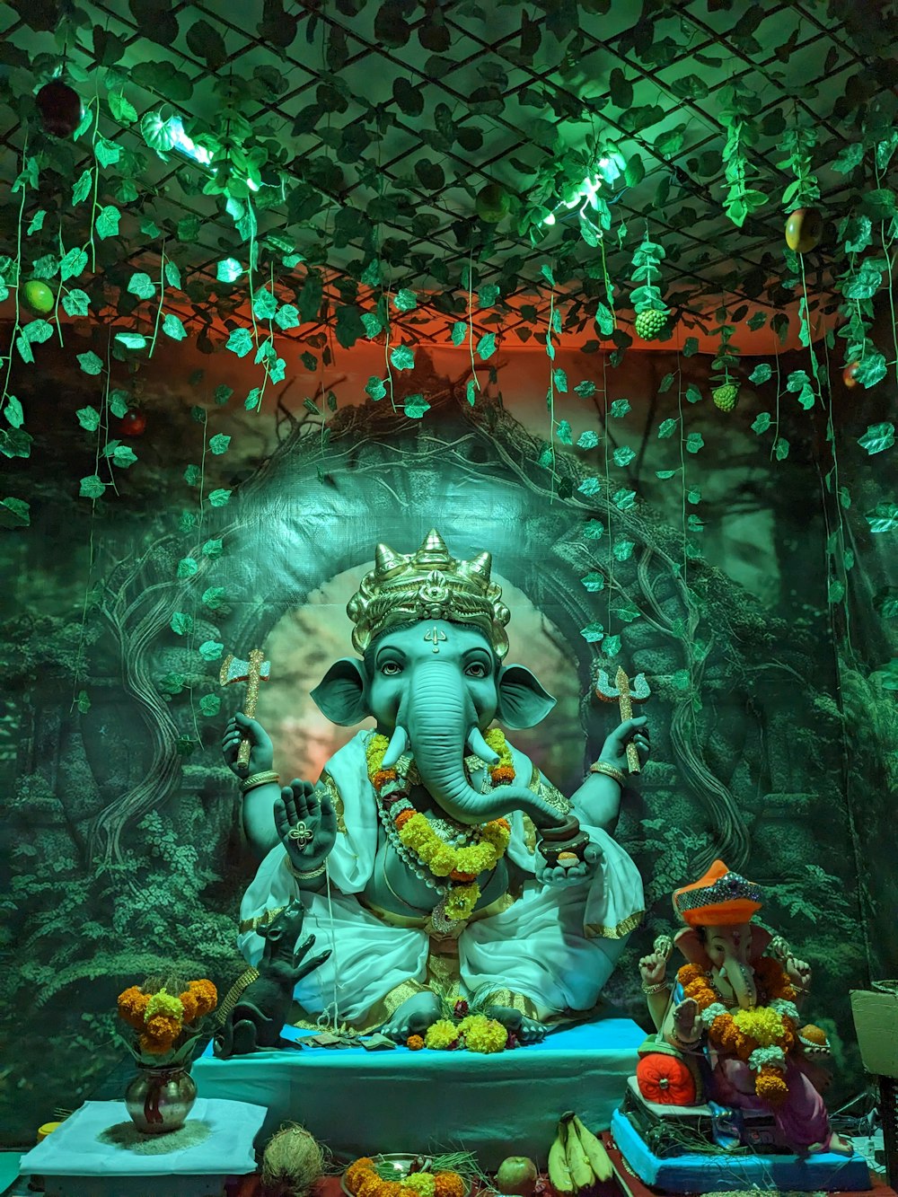 a statue of the god ganesh in a temple