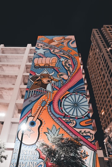 A vibrant collage showing live music, Texas BBQ, scenic ski slopes, and a bustling rodeo under a big Texas sky.