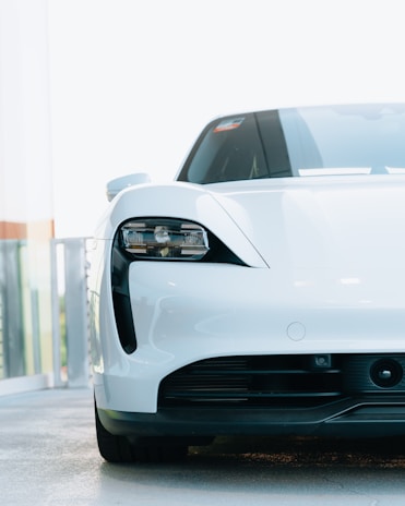 A close-up view of the sleek exterior design of the motorhome, highlighting its durable paint and aerodynamic shape.