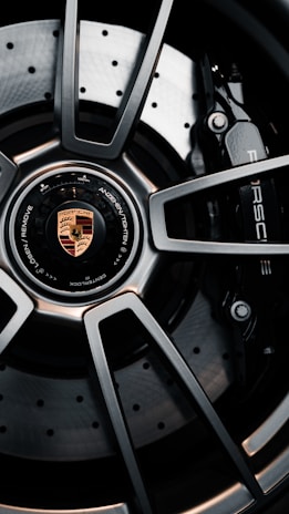 a close up of a wheel on a vehicle