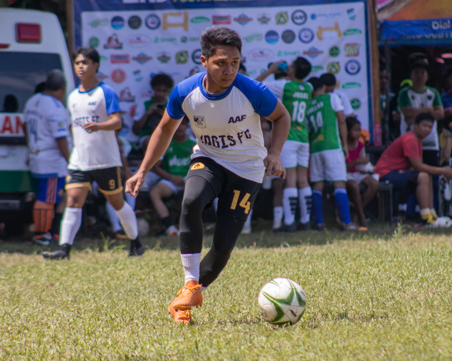 Football player preparing to strike the ball
