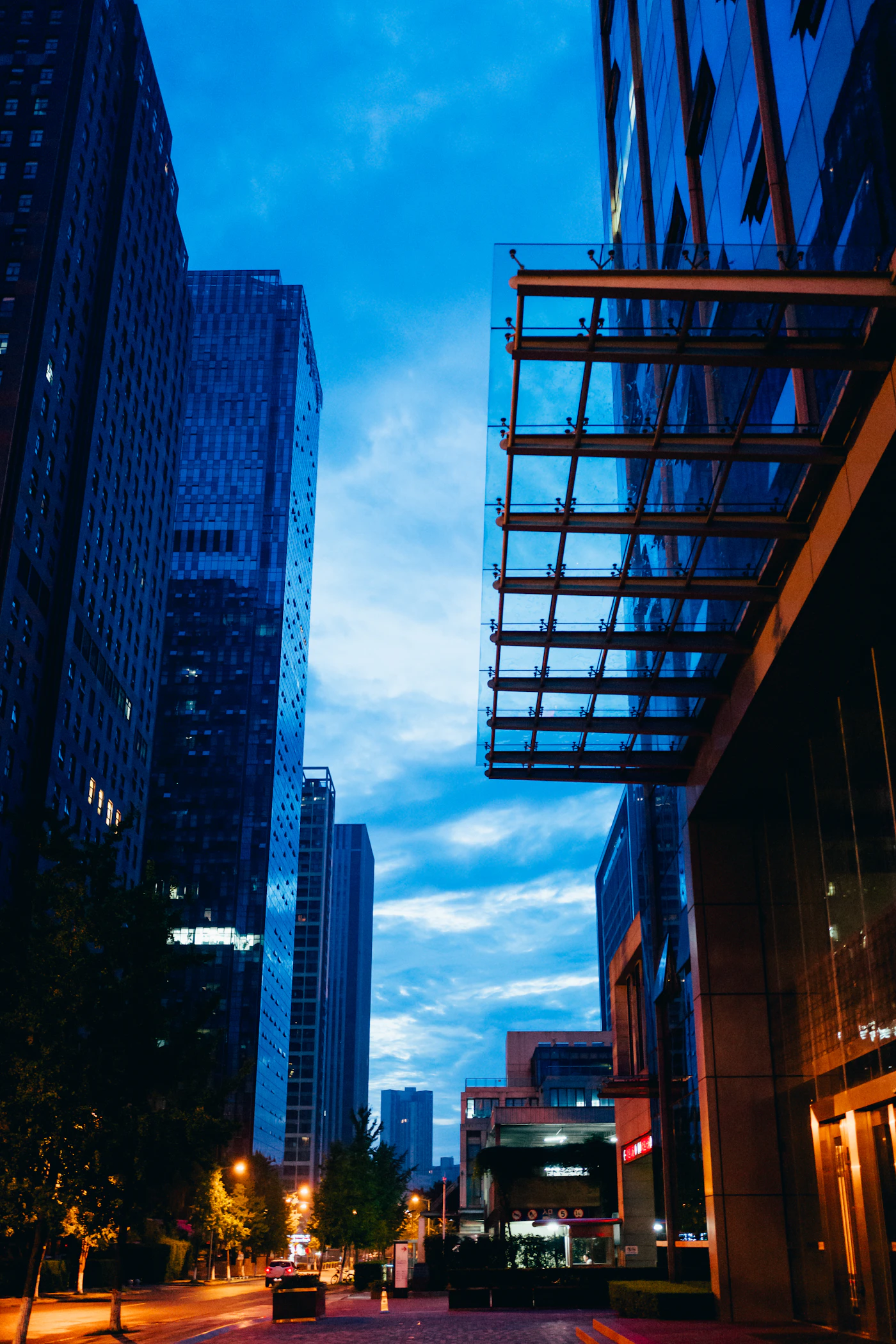 Columbus Ohio commercial district with office towers at night