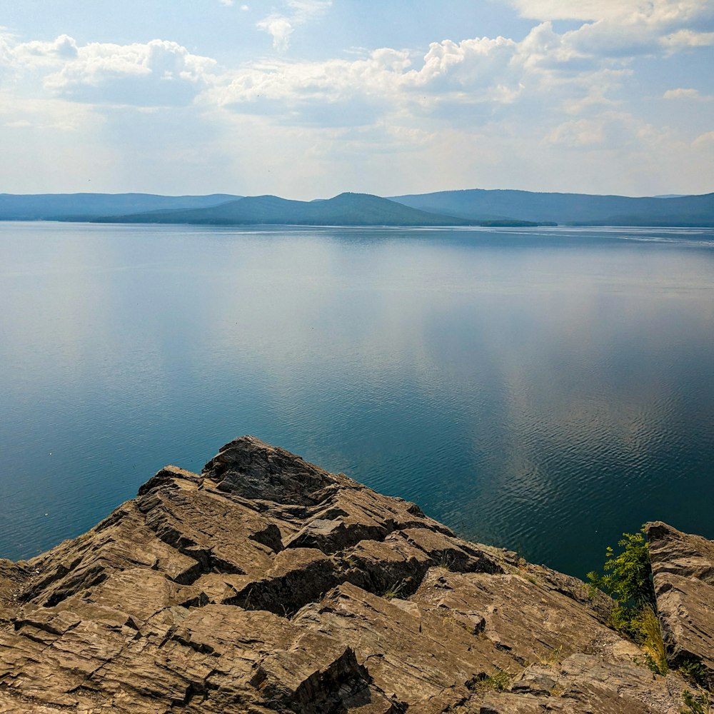 a large body of water surrounded by mountains