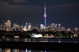 A city skyline with digital network connections symbolizing technology and growth.