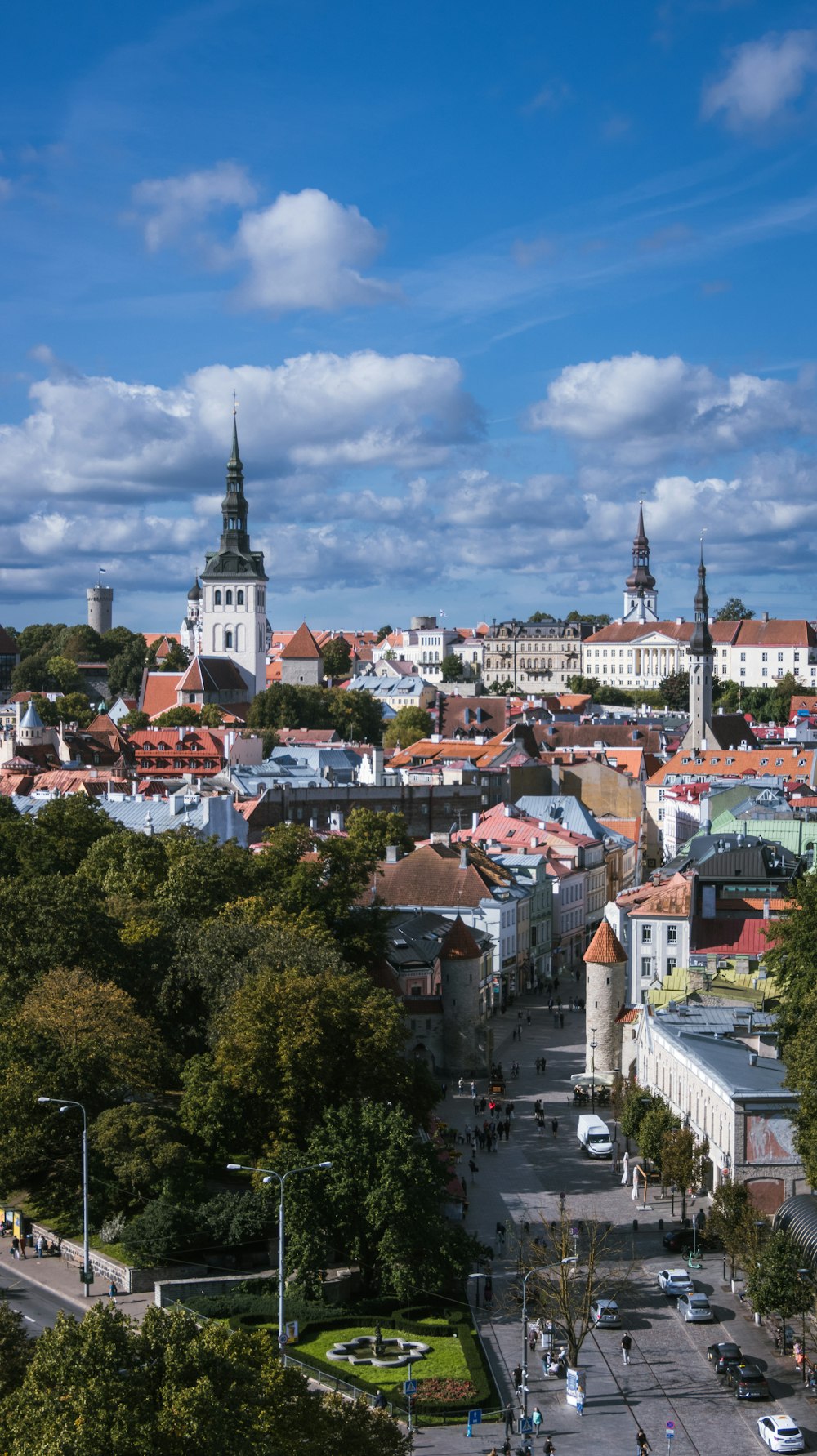 a view of a city with tall buildings