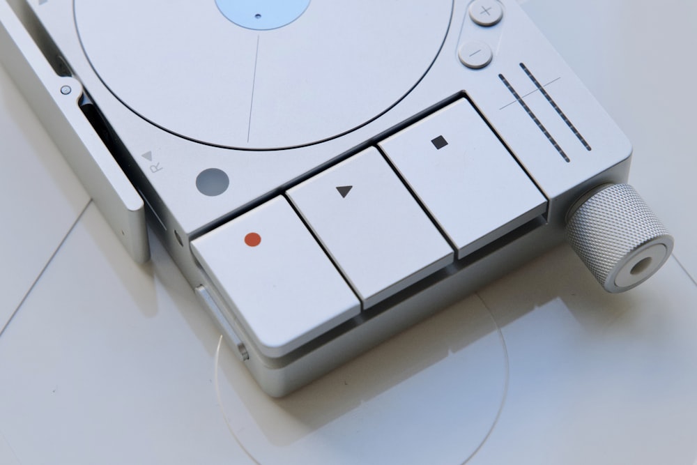 a close up of a turntable on a table