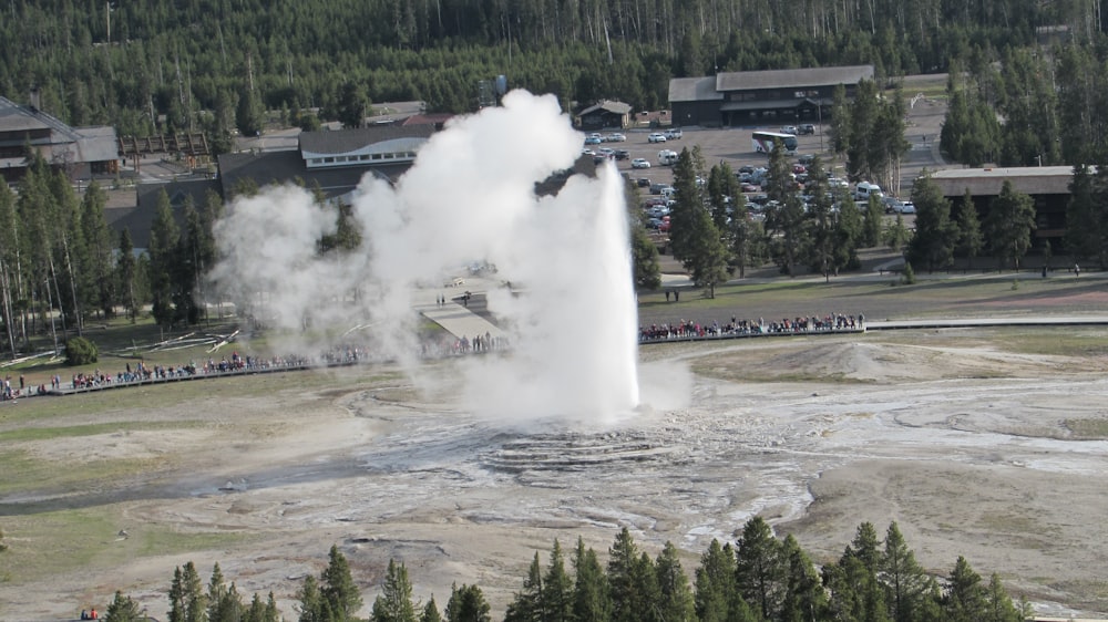 a large geyser spewing water into the air