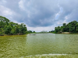 a boat in the middle of a body of water