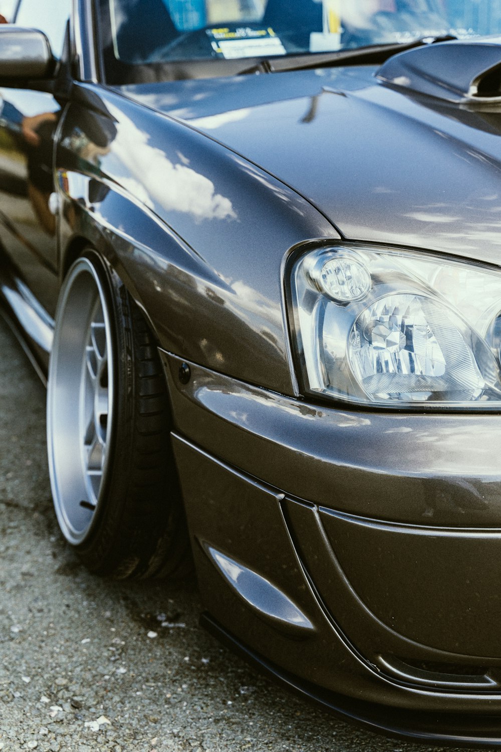 a close up of the front of a car