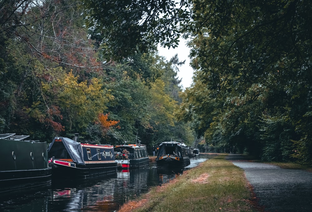 a couple of boats that are sitting in the water