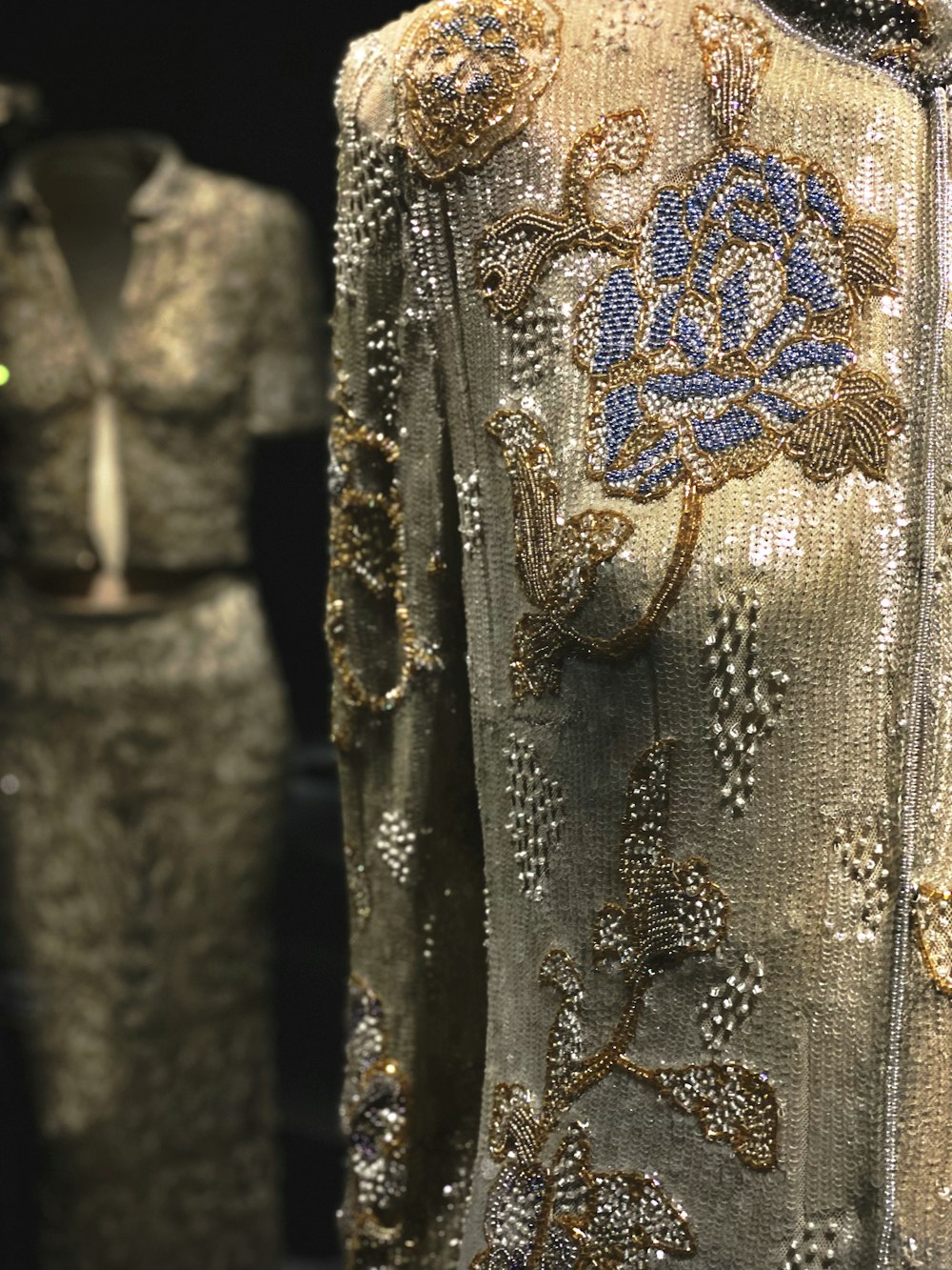 a close up of a dress on a mannequin