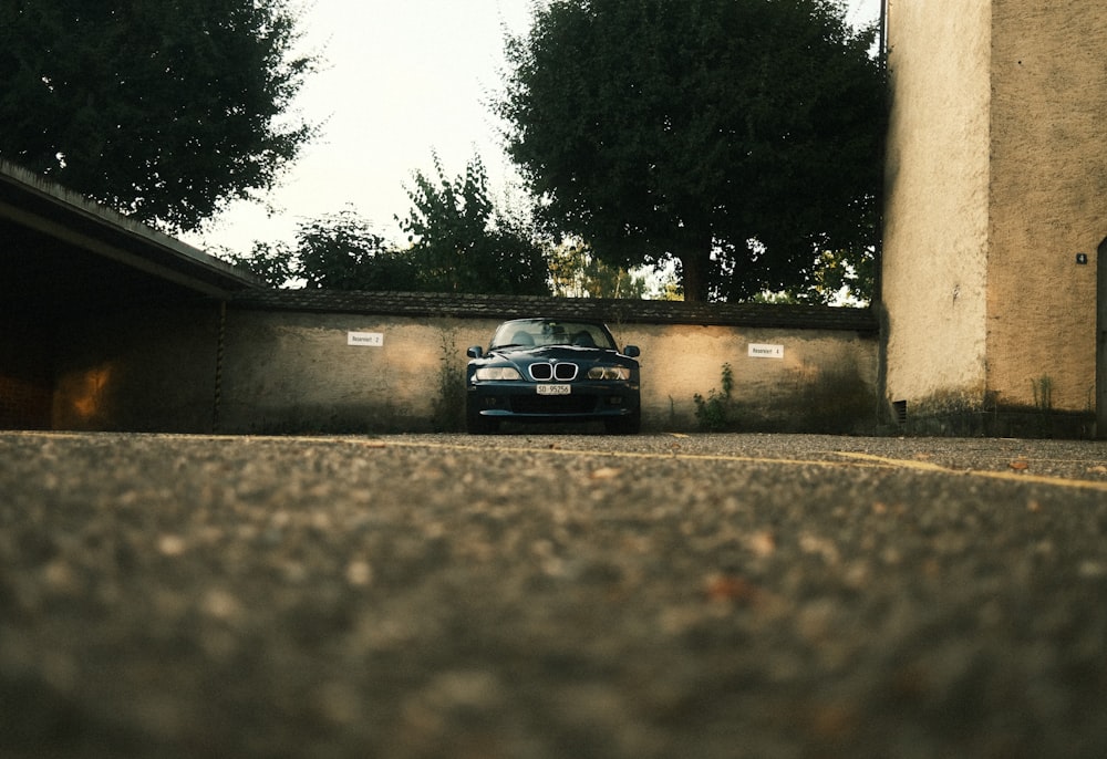 a car parked in front of a building