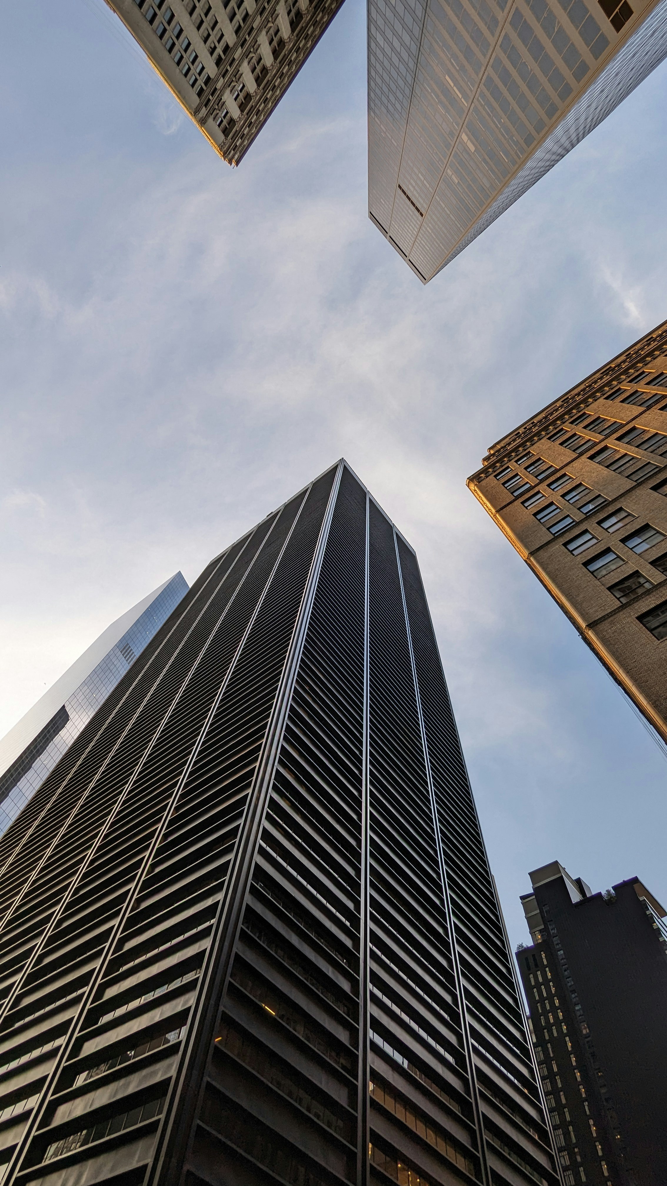 looking up at skyscrapers in new york city