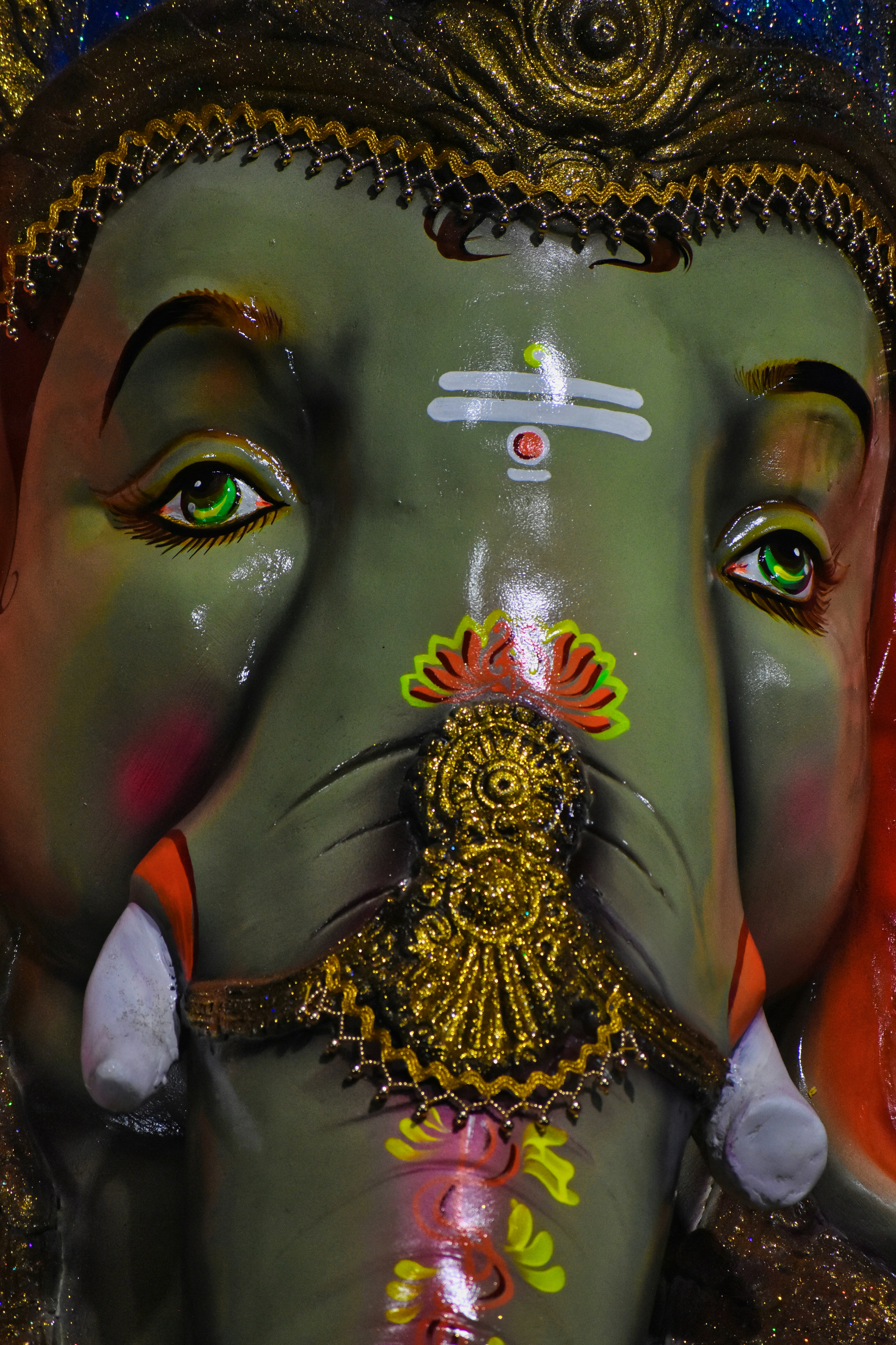 a close up of a statue of an elephant