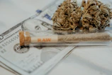 Close-up of homiez preroll tubes lined up against a white brick wall with subtle smoke.