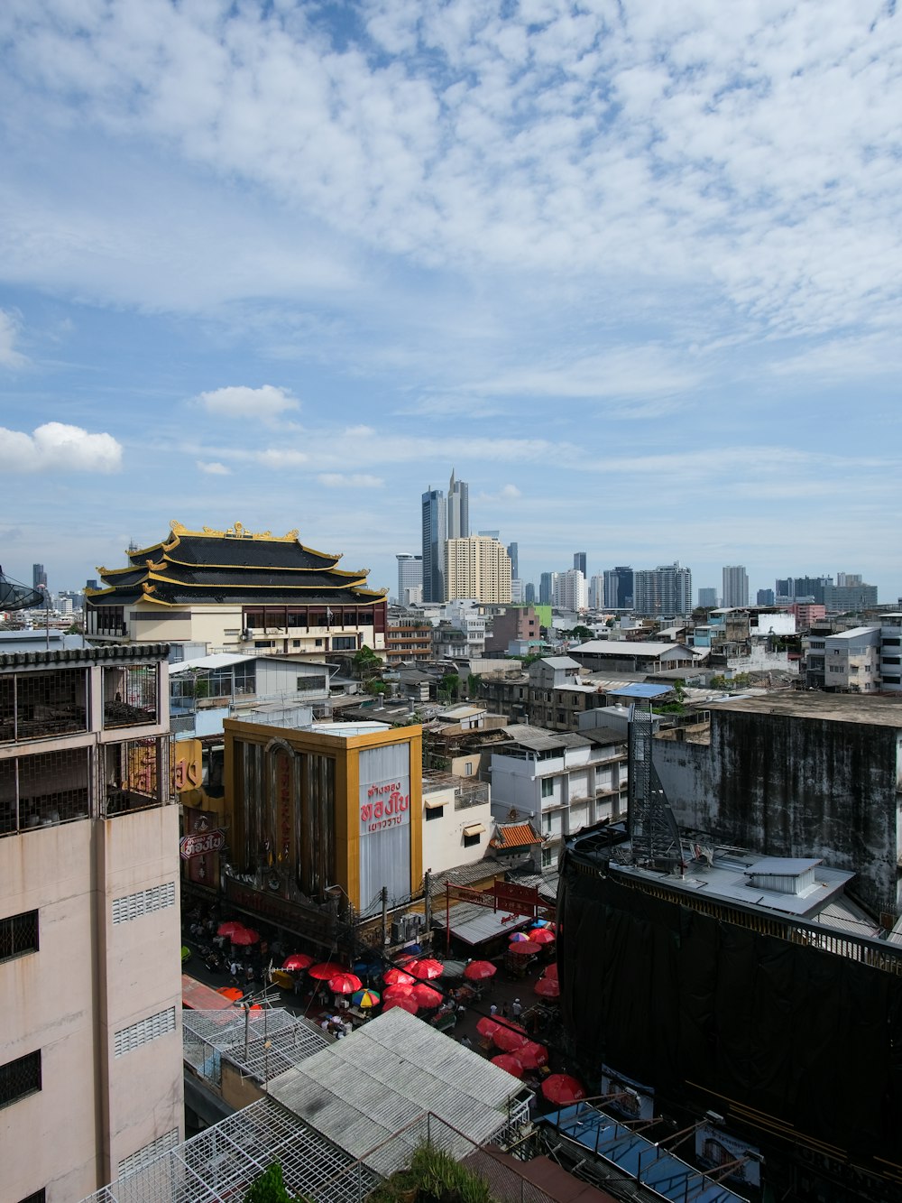 a view of a city from a rooftop