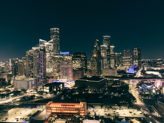 A vibrant cityscape with people happily engaging in a lottery event organized by Via Lotto.