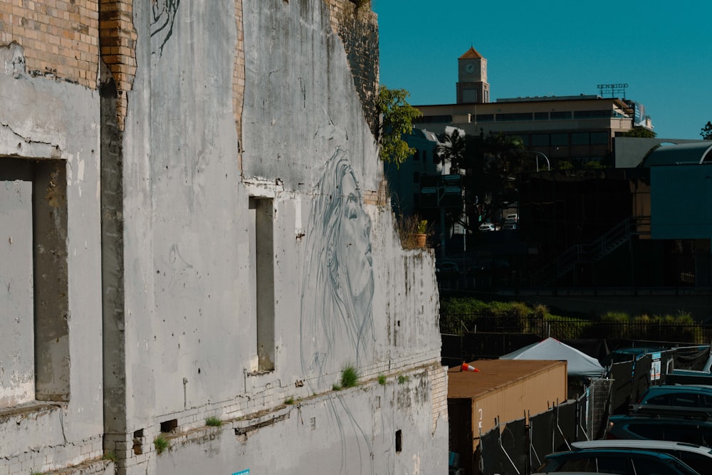 a building with graffiti on the side of it