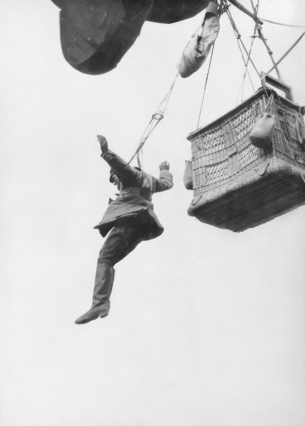 a man flying through the air on top of a boat