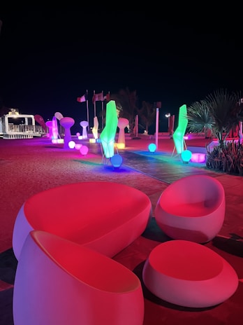 An illuminated landscape showcasing innovative lighting techniques.
