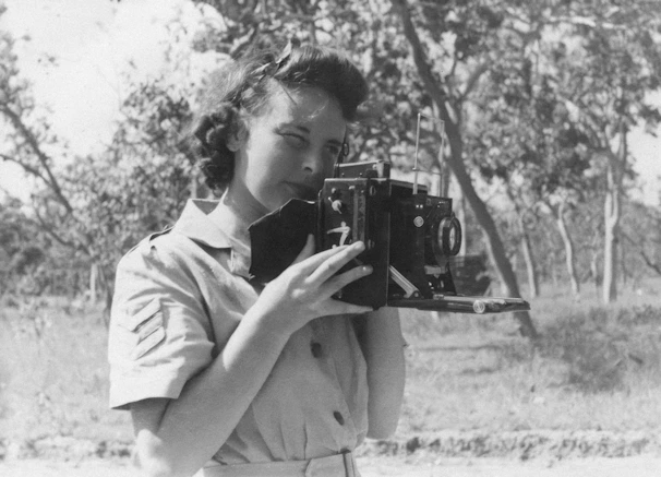 Black and white photo of Eva M. Jasper in military uniform during her service years.