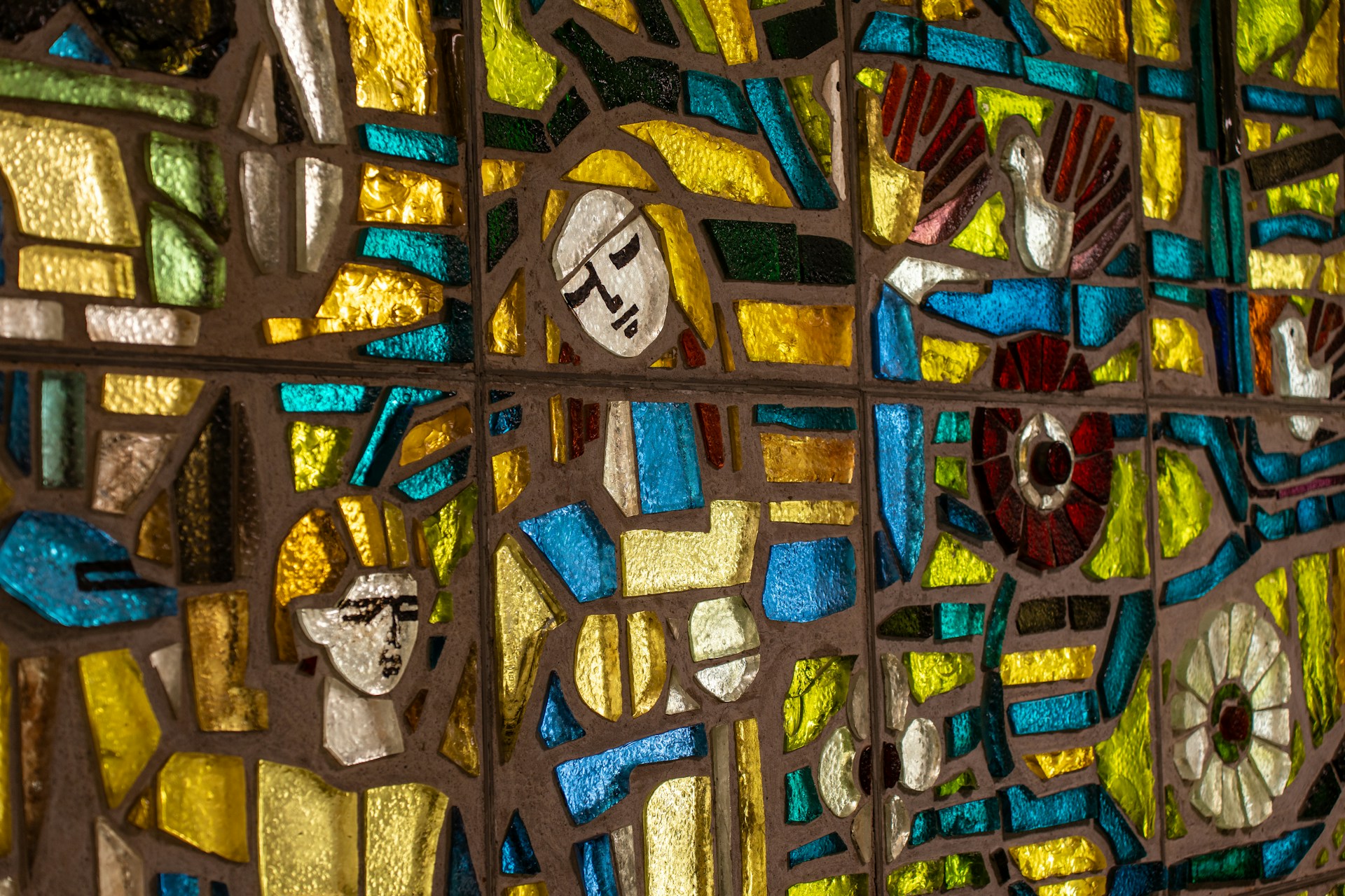 a close up of a stained glass window