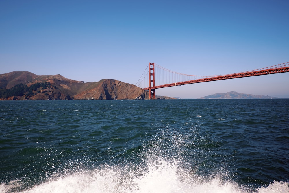 a view of the golden gate bridge from a boat