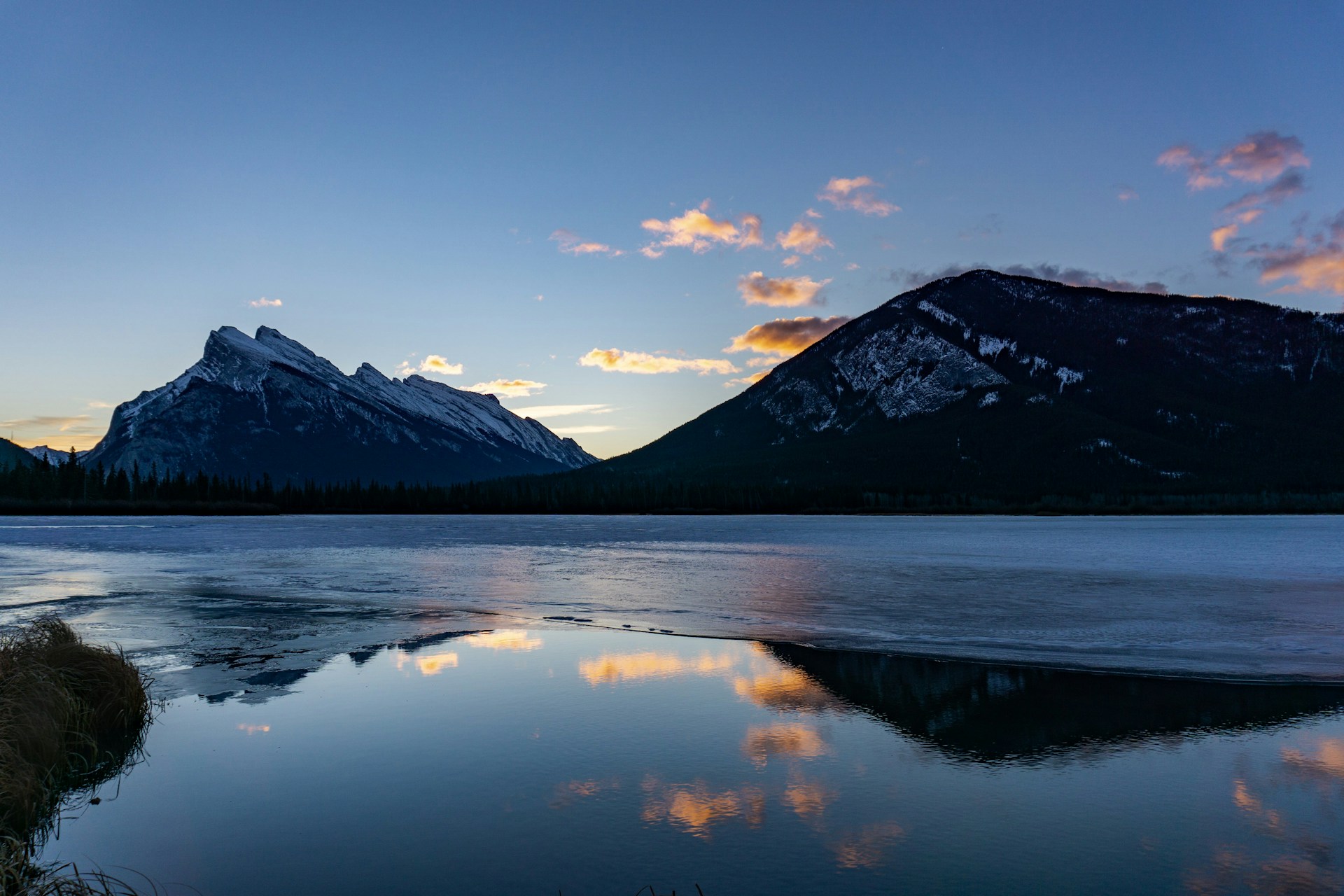 a lake with a mountain in the background