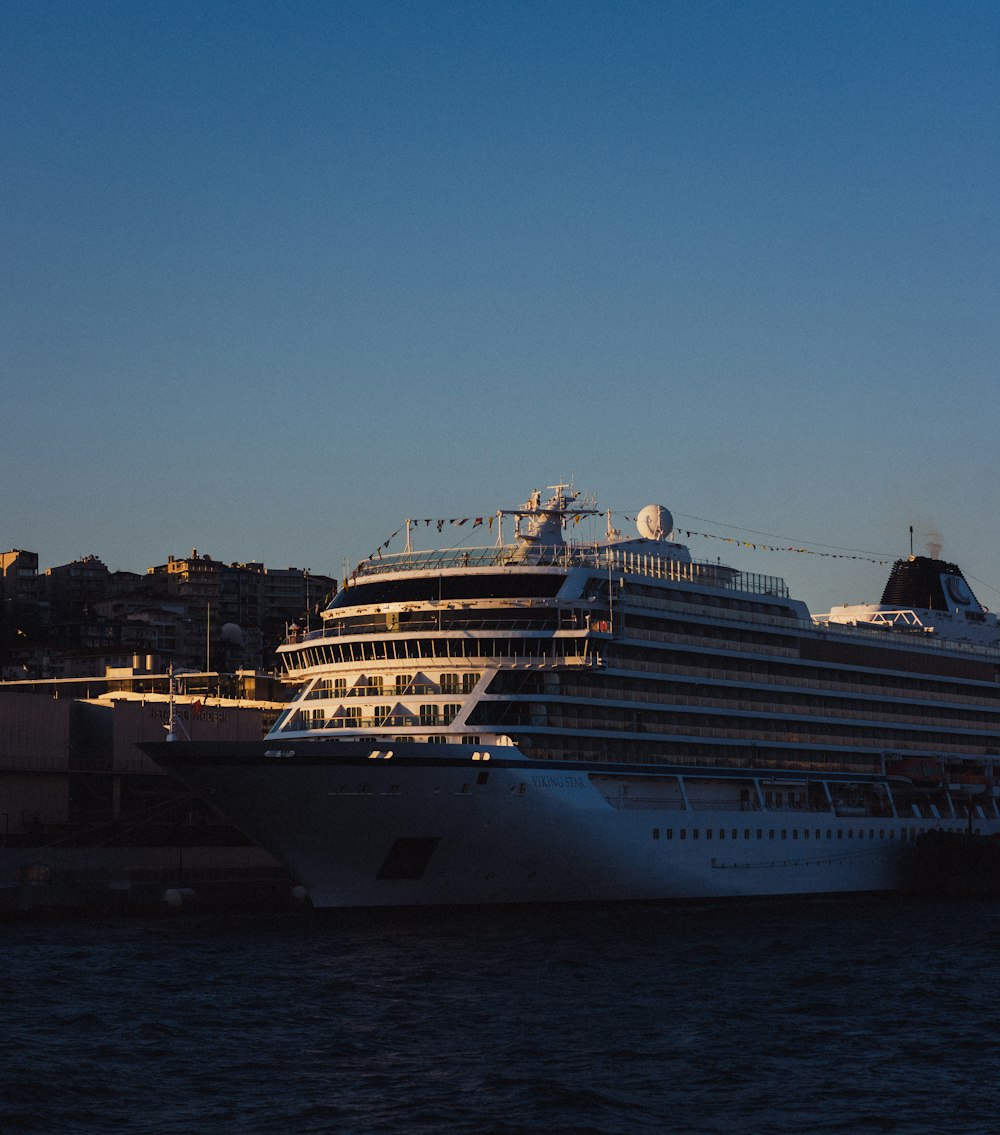 a large cruise ship in a body of water