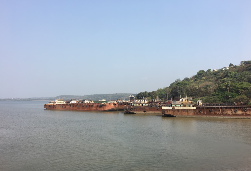 a large ship sitting on top of a body of water