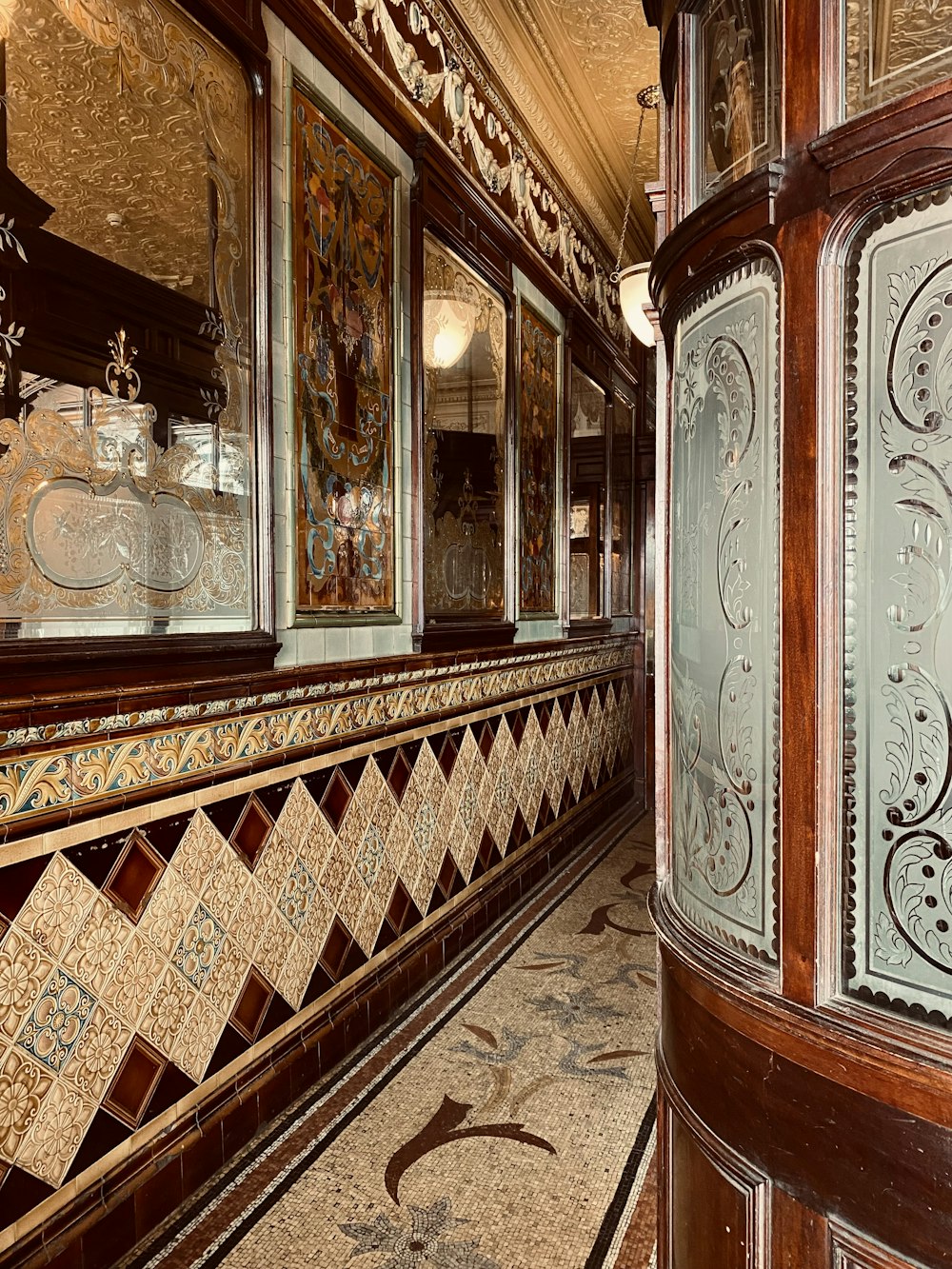 an ornately decorated hallway in a building