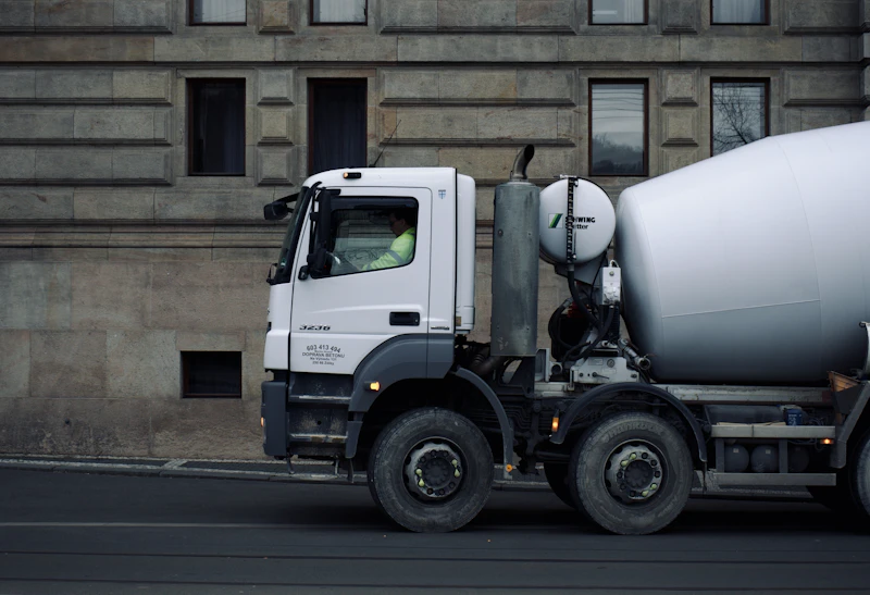 Ready-mix concrete mixer truck ready for delivery