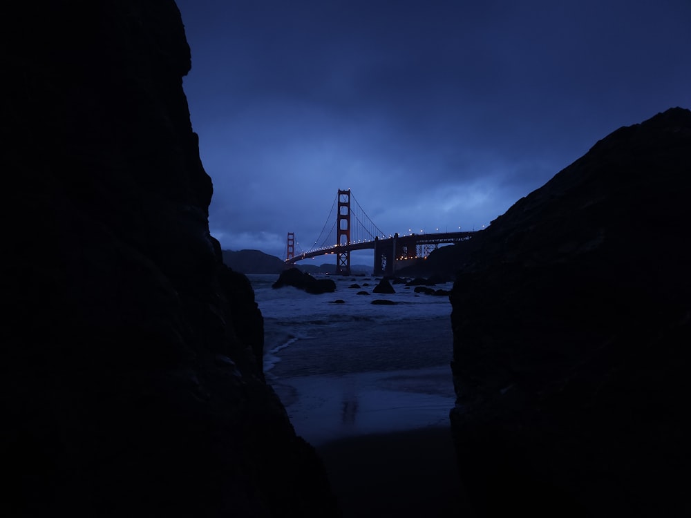 a view of the golden gate bridge from the beach