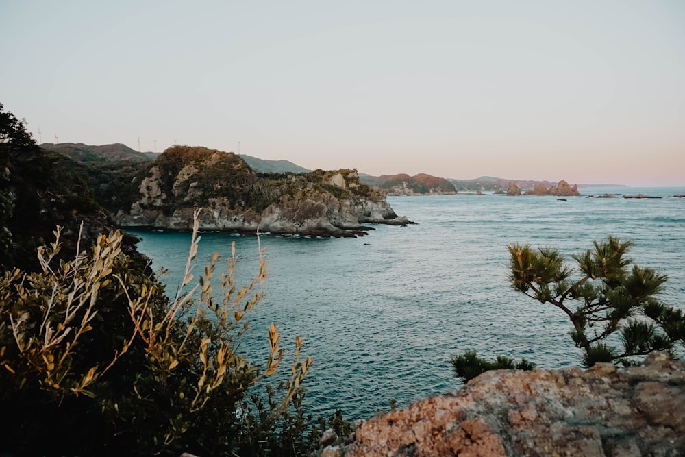 a body of water surrounded by mountains and trees