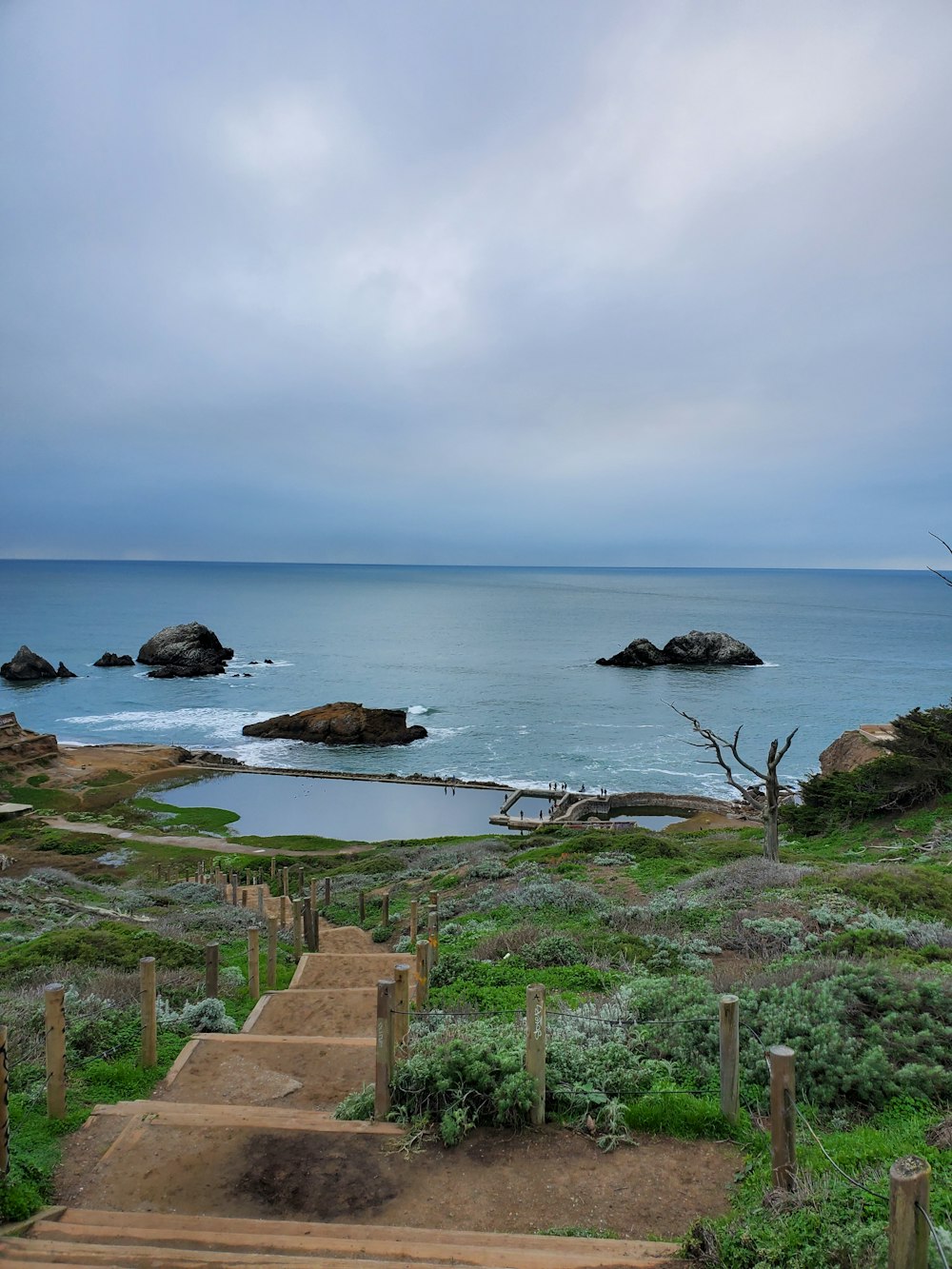 a set of steps leading to the ocean