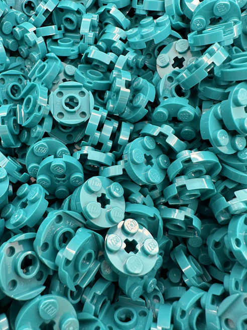 A detailed shot of rare LEGO® bricks showcasing their quality and color consistency