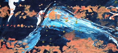 A vibrant painting by Marco Barahona depicting a powerful tsunami wave.