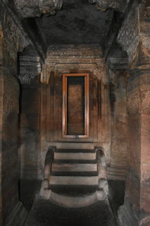 An ancient stone chamber with intricate carvings and a mysterious glowing symbol on the floor.