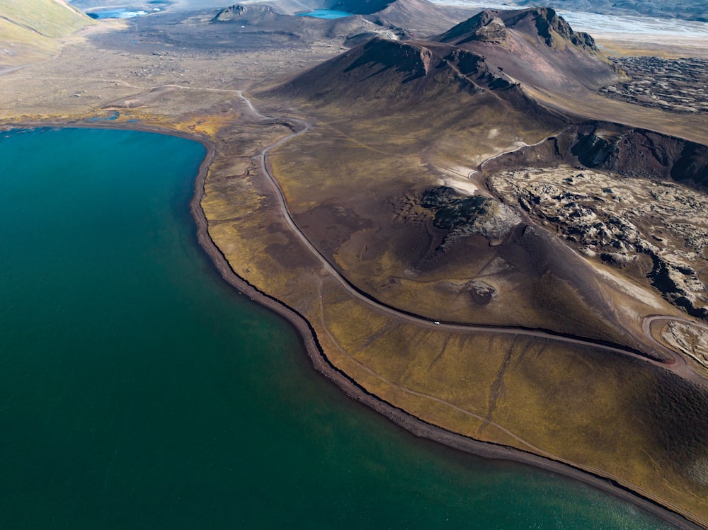 a large body of water surrounded by mountains